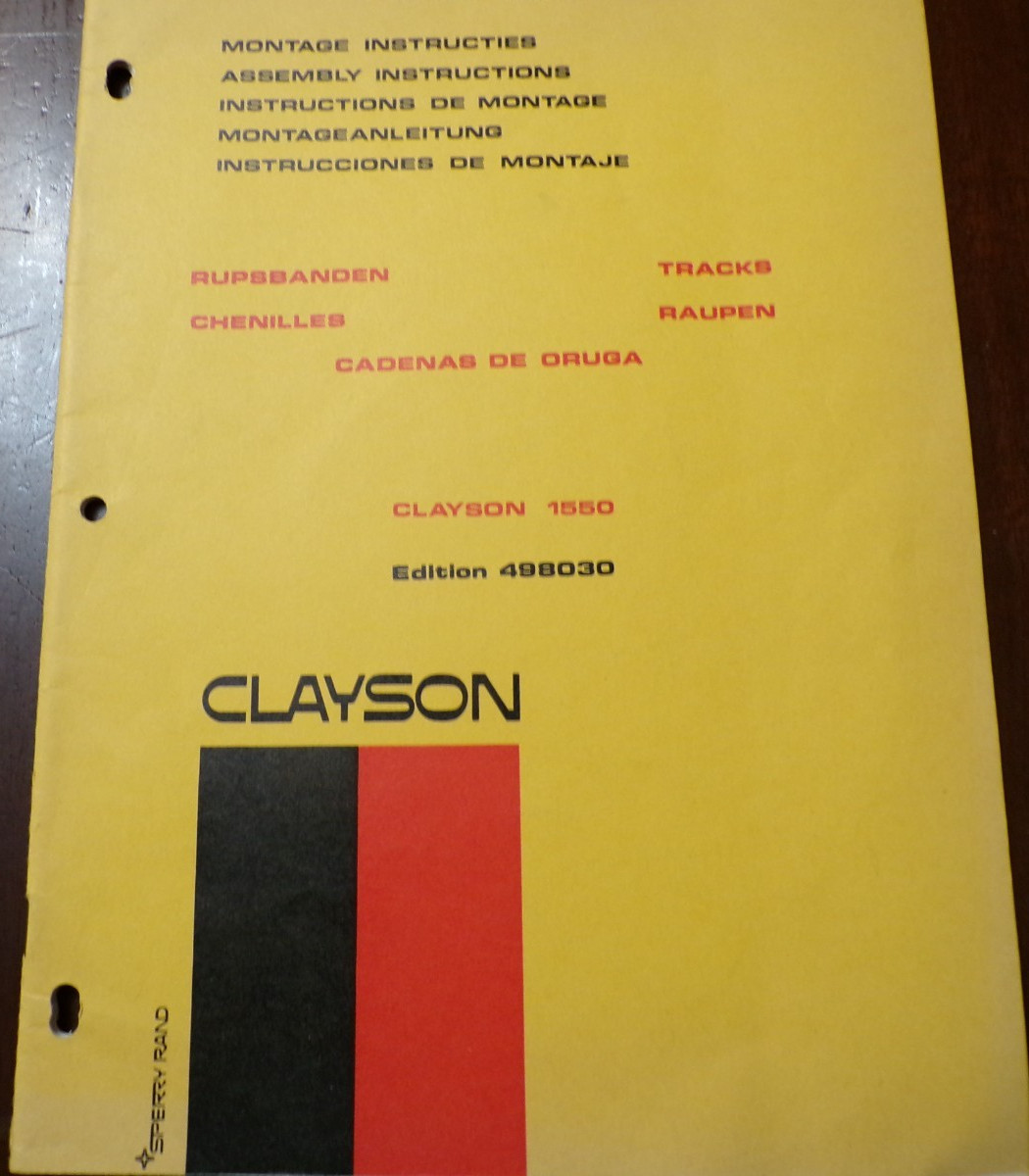 Clayson 1550 Combine Metal Tracks Assembly Instructions 1971