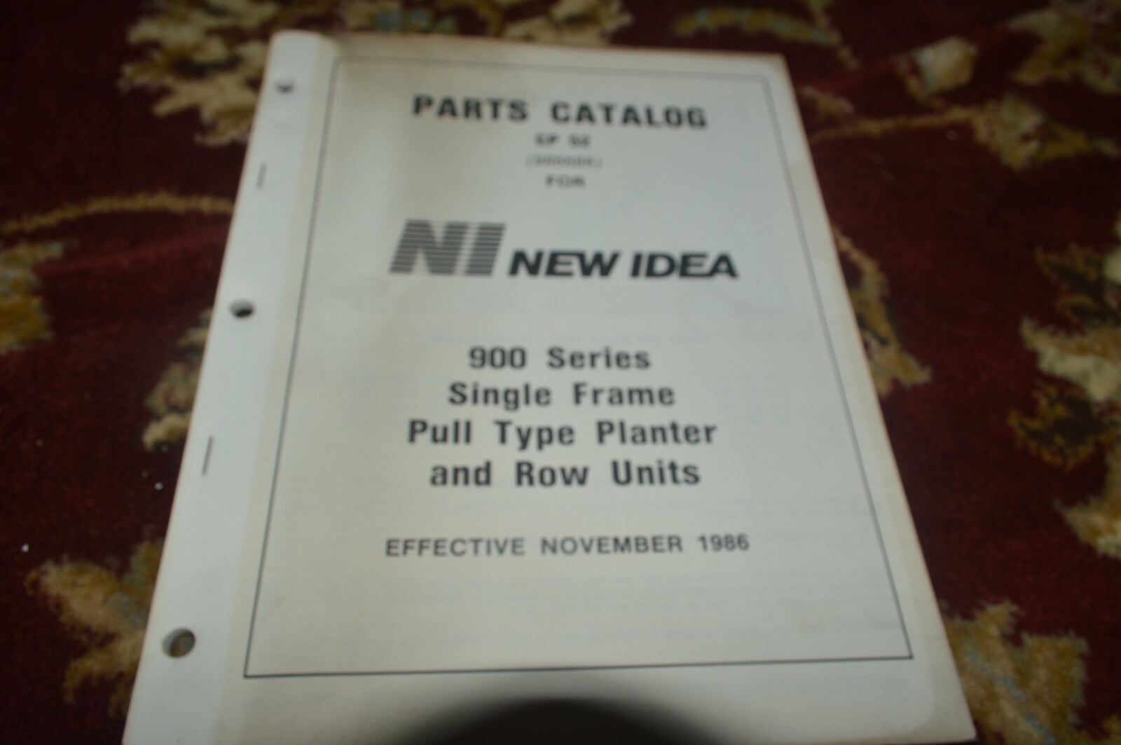 New Idea 900 Single Frame Planter Parts Book Manual BASE