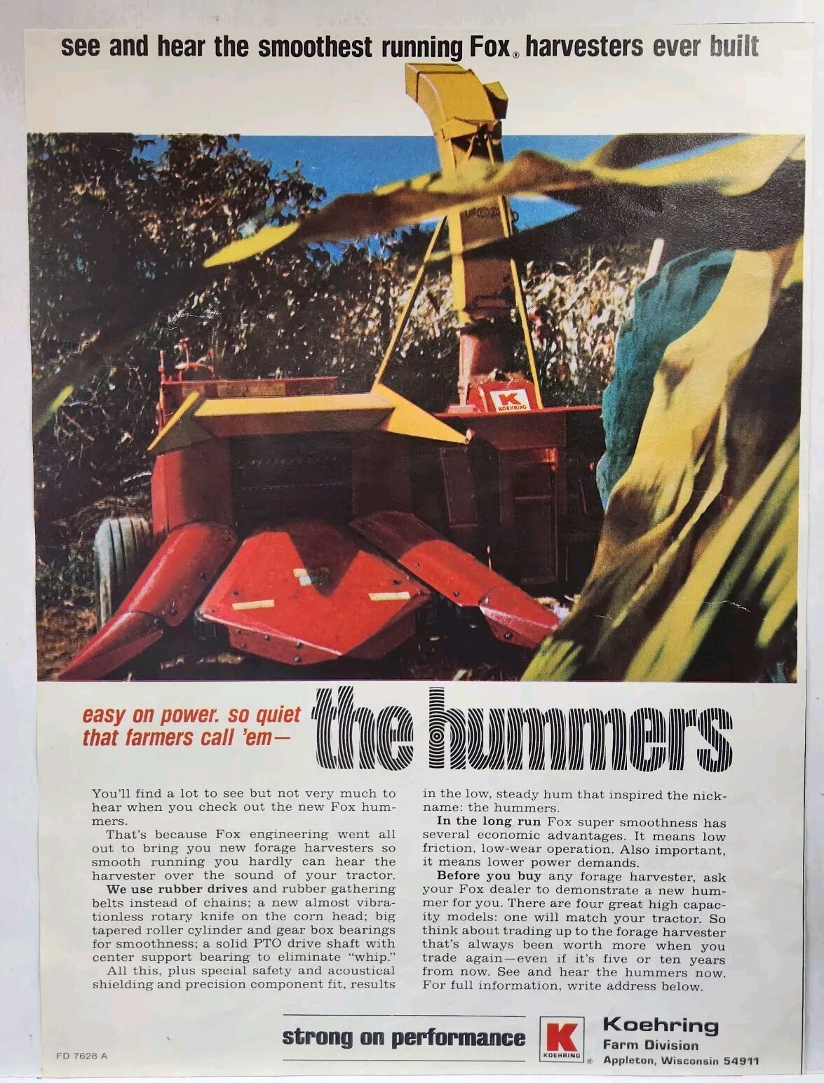 1976 Koehring Harvester Tractor Farm Farming Print Ad Appleton Wisconsin WI