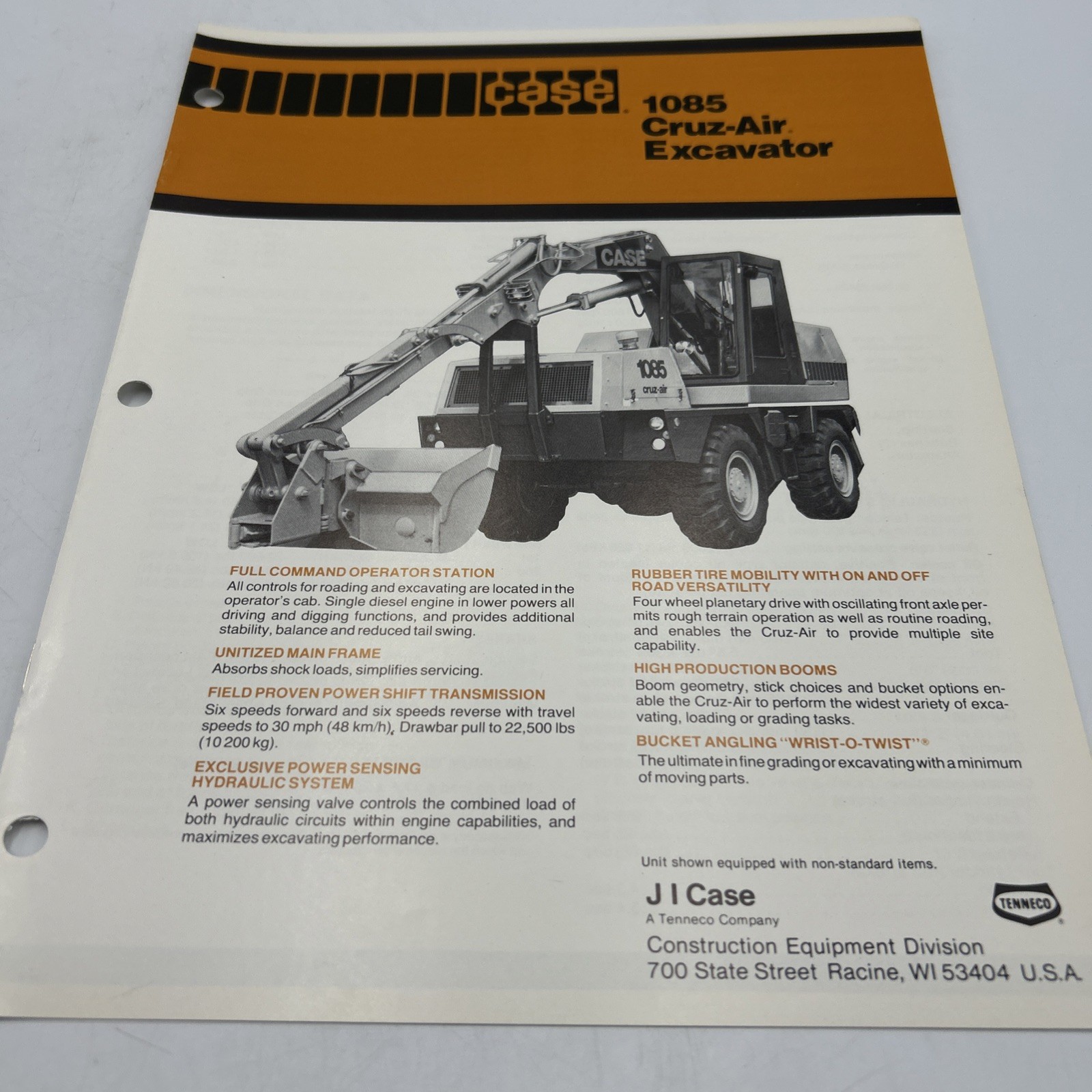 Case 1085 Cruz-Air Excavator Brochure