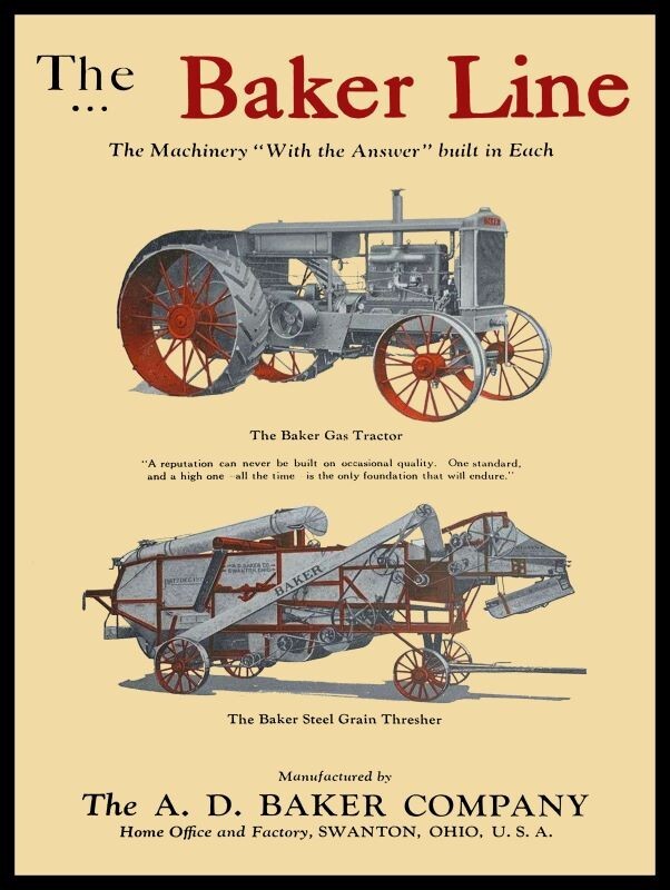 A.D. Baker Tractors of Swanton, OhiO New Metal Sign: Ships Free 12×16&Prime;