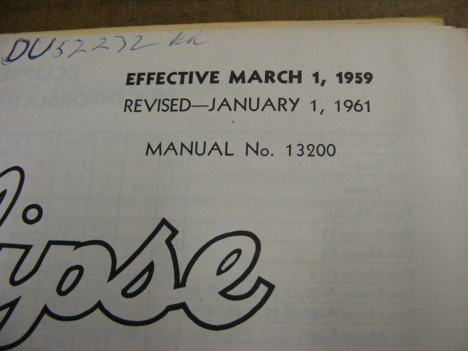 1960s Hahn Eclipse Mower Master Parts Catalog Maintenance Manual