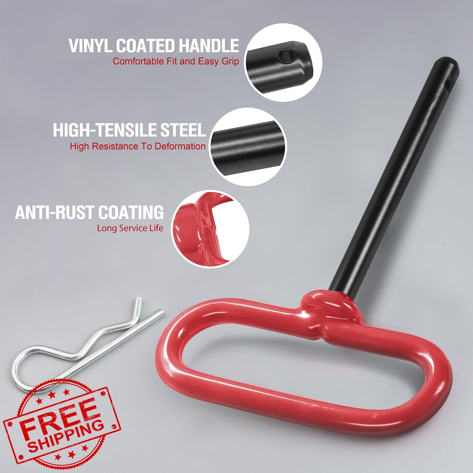 Jamiikury 2pcs 3/8 x 4 Inch Hitch Pin Red Handle