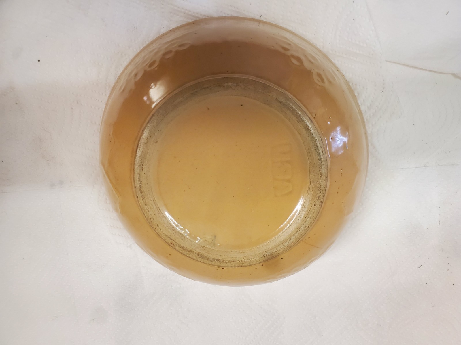 9&Prime; Stoneware Bowl Co-op Grain And Product Company Ringstead Halfa Iowa Cracked