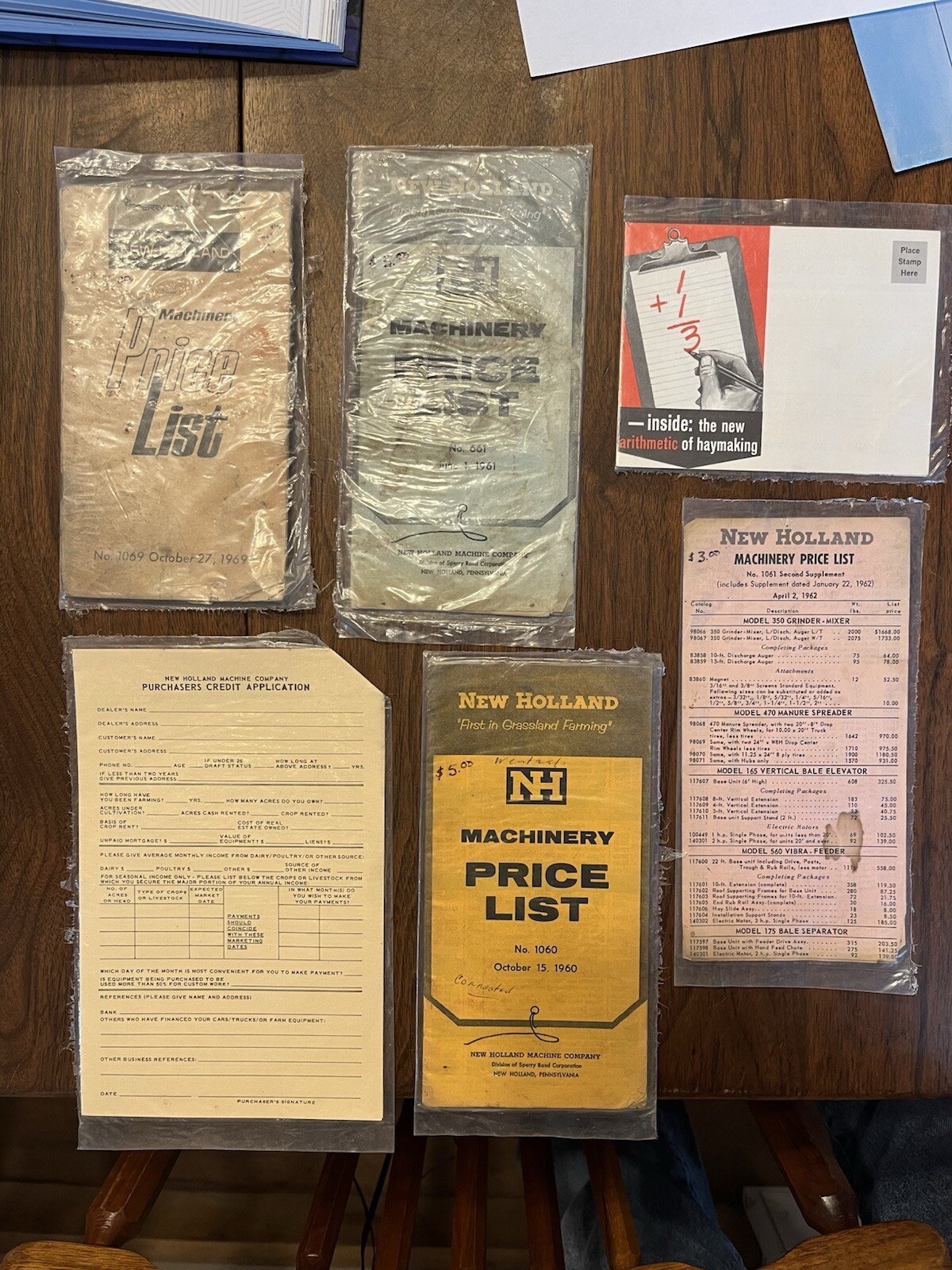 Rare New Holland Machinery Price Lists 1960-1969 And New Holland Letter