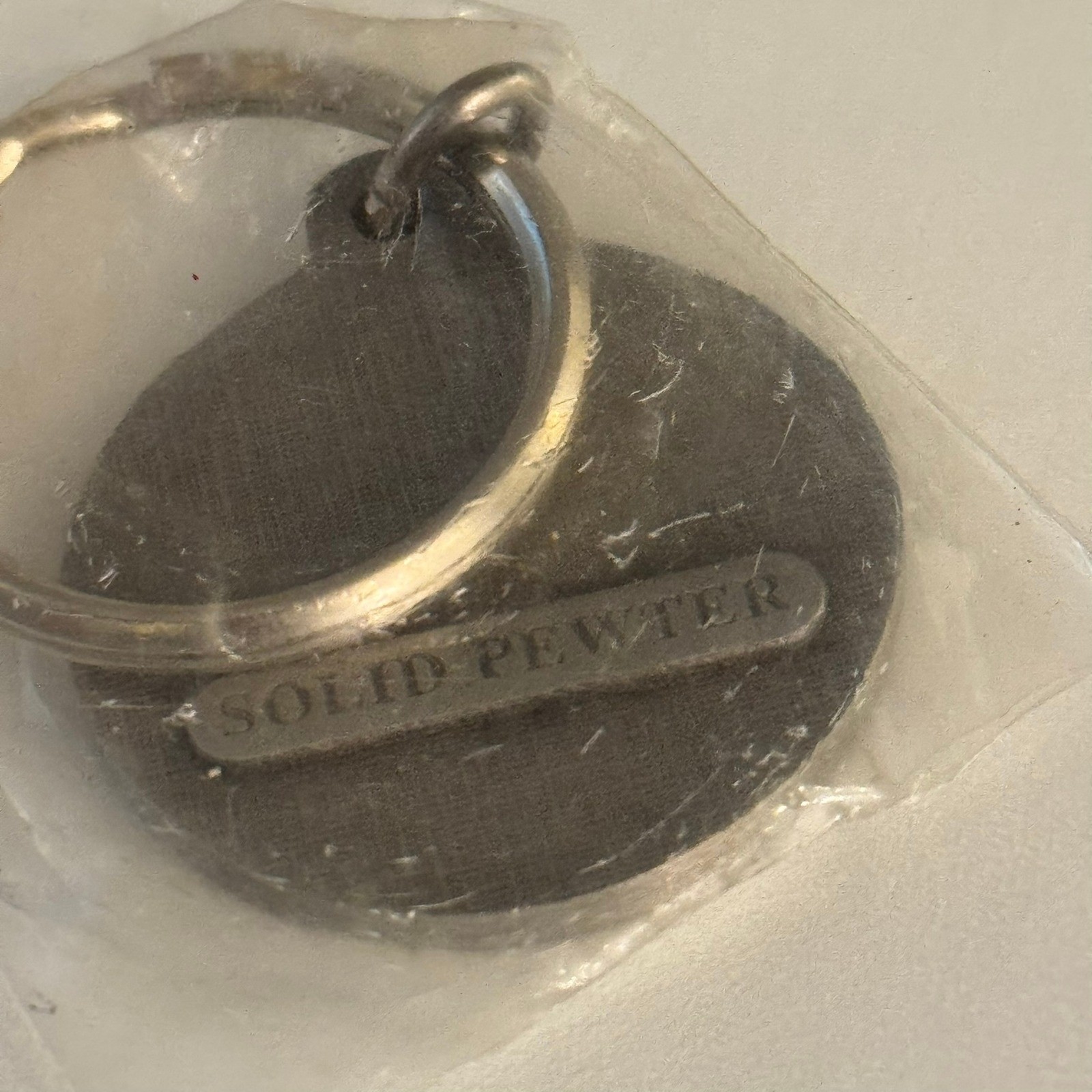 Vintage Solid Pewter Agri-Vet Hoeschst Roussel Key Chain Keyring