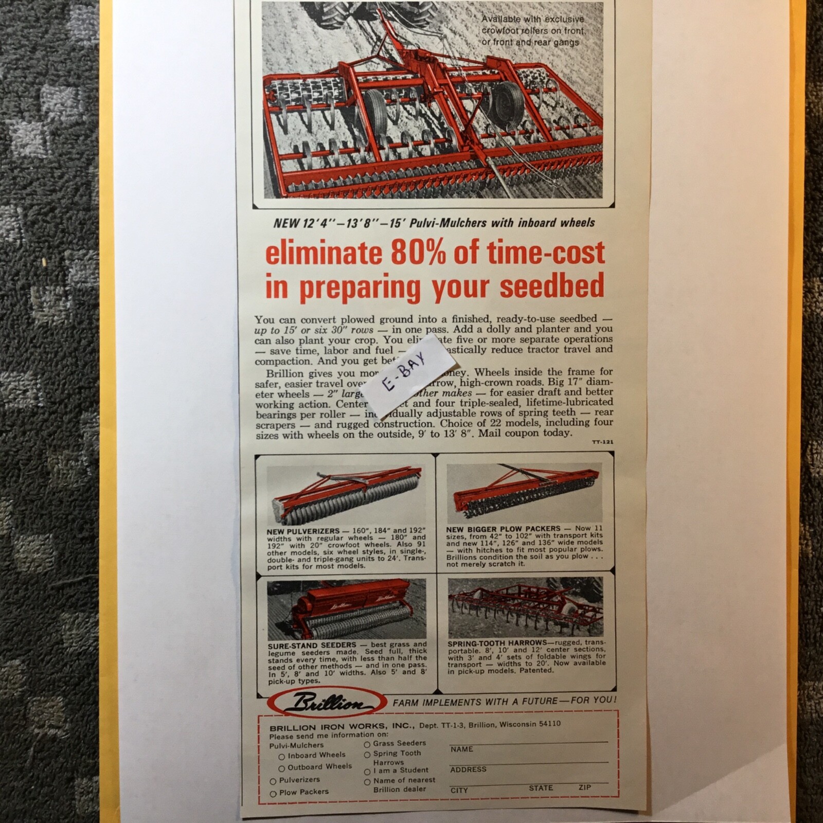 1968 Ad. Brillion Farm Implements. Brillion Iron Works, Brillion, Wisconsin