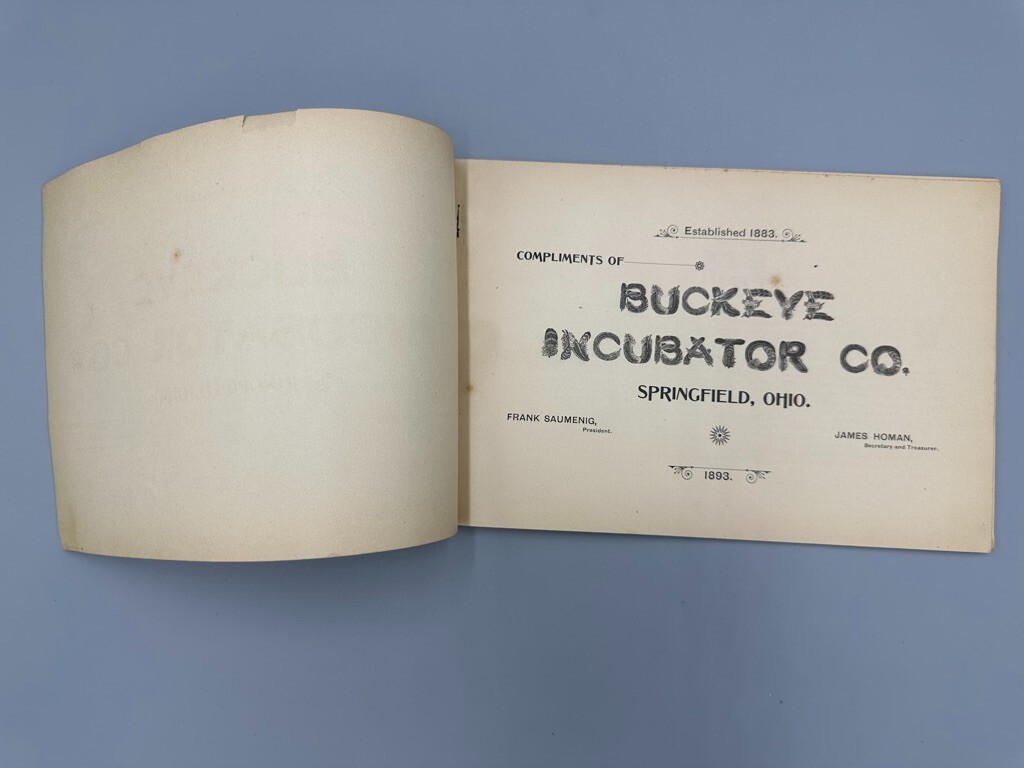 Rare 1893 BUCKEYE INCUBATOR CO Chicken CHICKS Farm Advertise BOOK Springfield OH