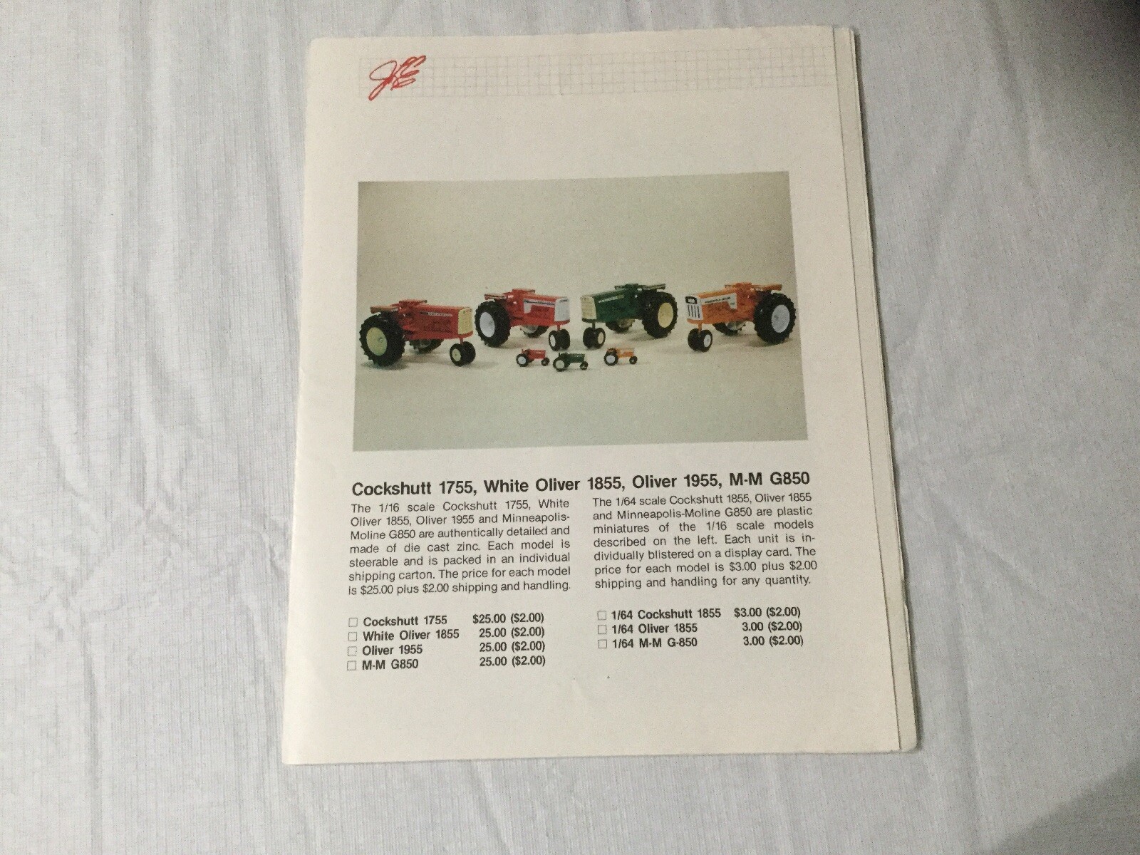 Joseph L. Ertl Scale Models Sales Brochure