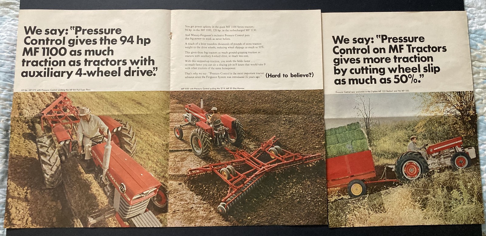 1967 CANADA CANADIAN TRACTOR AD MASSEY FERGUSON FULL LINE 3 PAGES