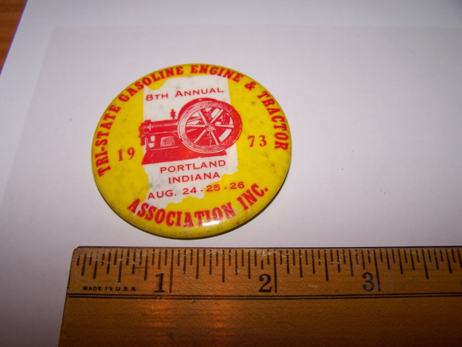 1973 Tri State Gasoline Engine & Tractor Show Pinback PORTLAND INDIANA