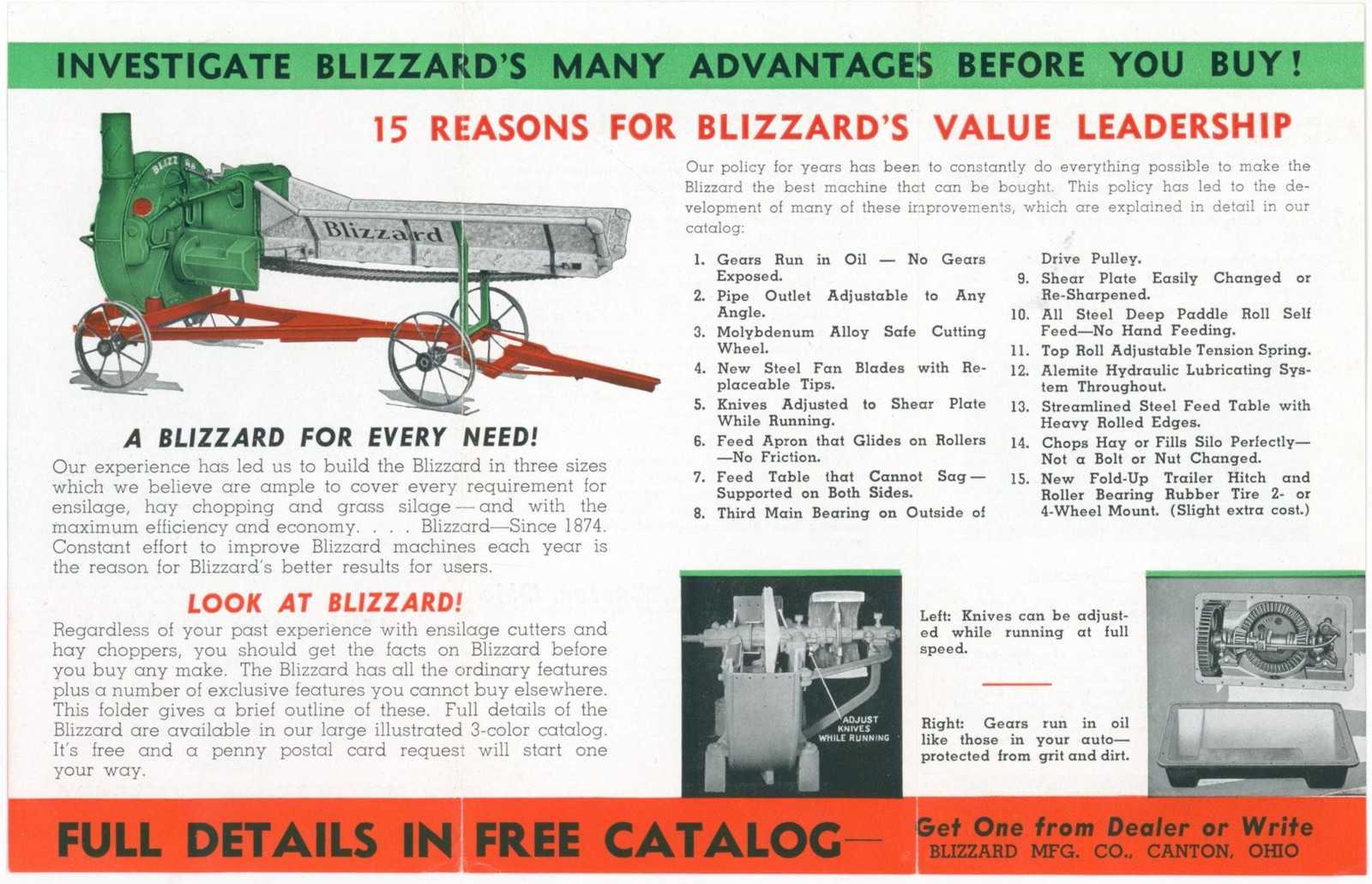 1937 Blizzard Mfg. Canton Ohio Ensilage Cutter Hay Chopper Trade Brochure Photos
