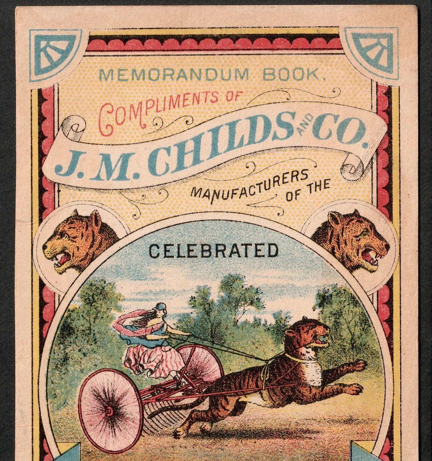 Columbia 1800s Patriotic Tiger Horse Rake Childs Farm Equipment Advertising j.US