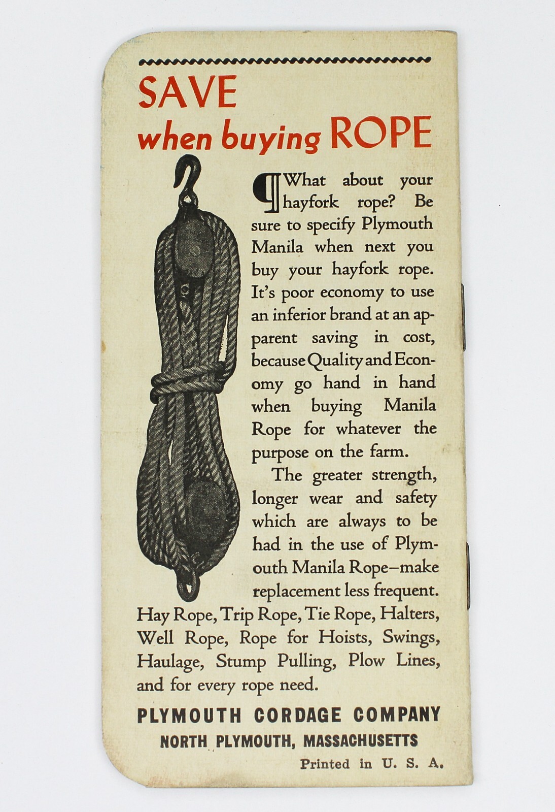 Vintage 1941 PLYMOUTH BINDER TWINE for Grain Harvest Data Notebook