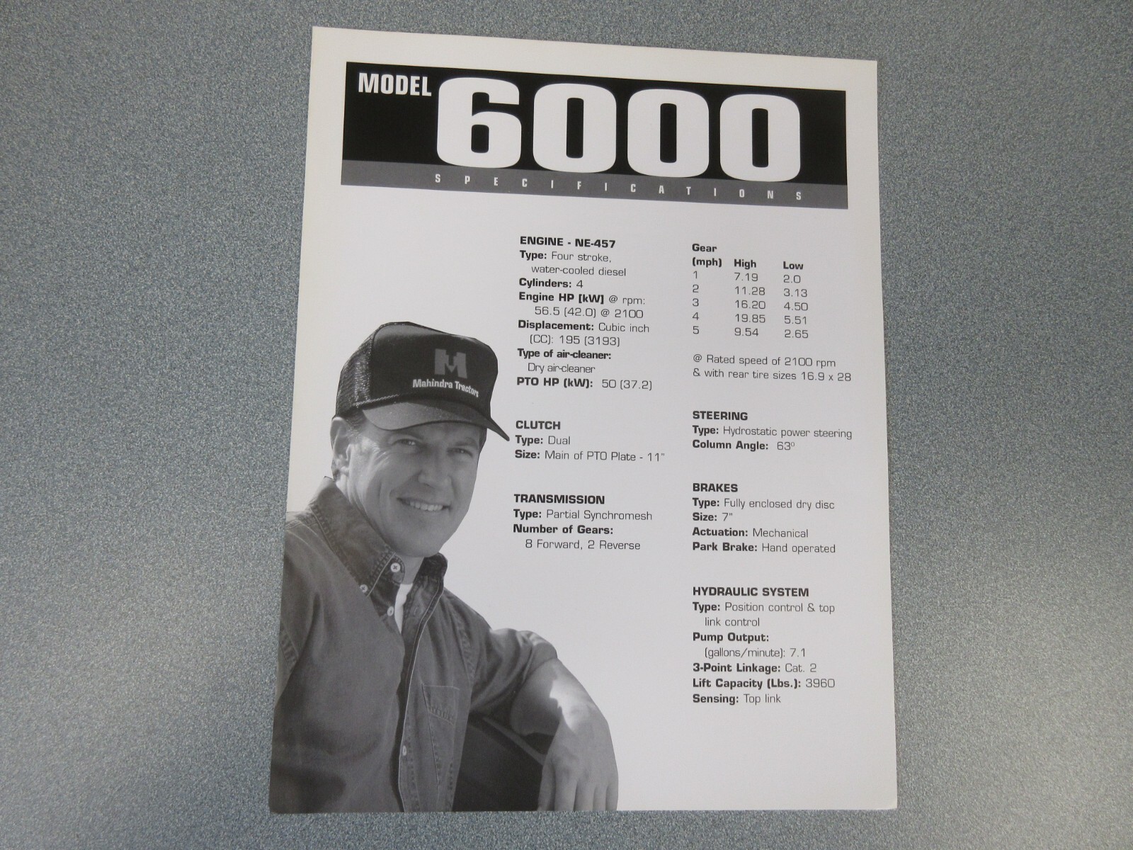 Mahindra 6000 Tractor Brochure 2 Page