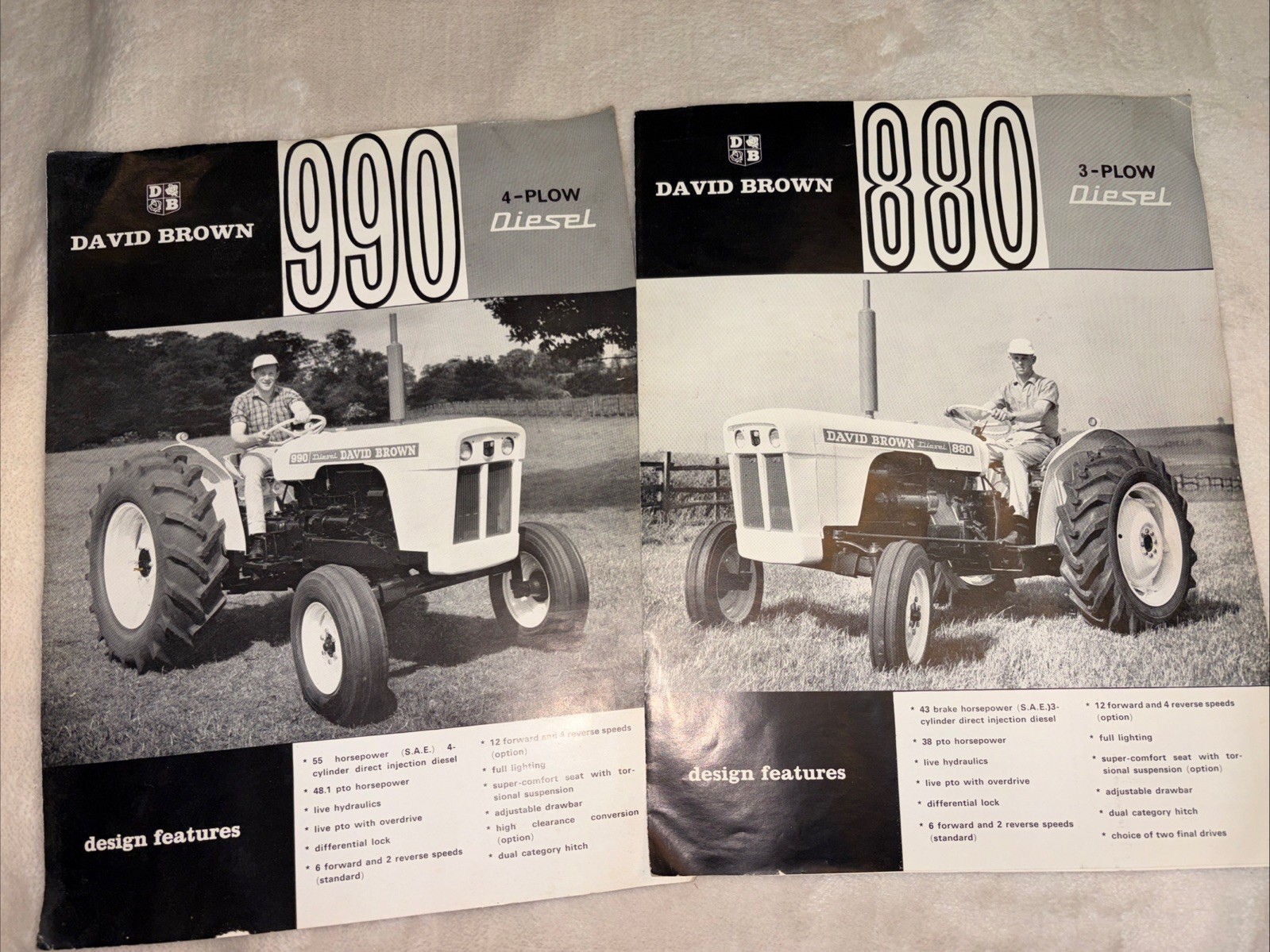 Vintage Farm Tractor David Brown 990 4 Plow Diesel & 880 3 Plow Diesel Brochur