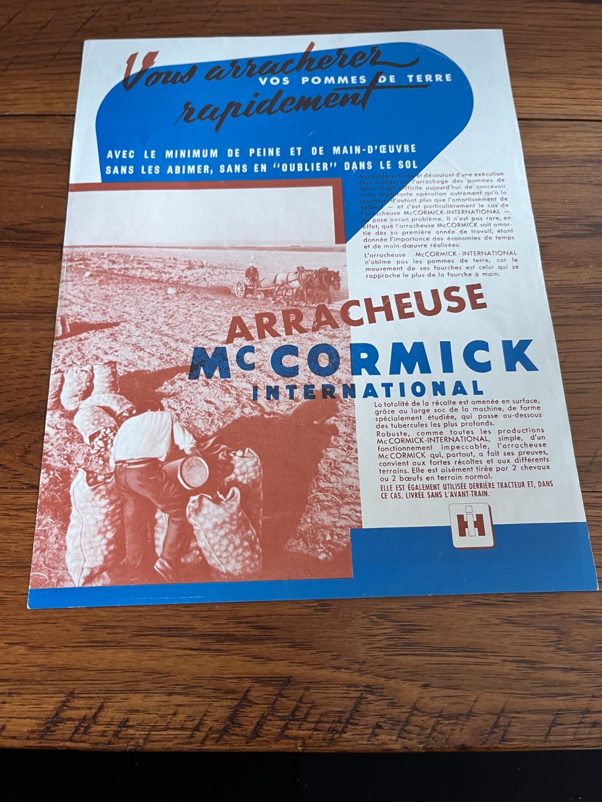International Harvester Potato Planter In French Brochure FCCA