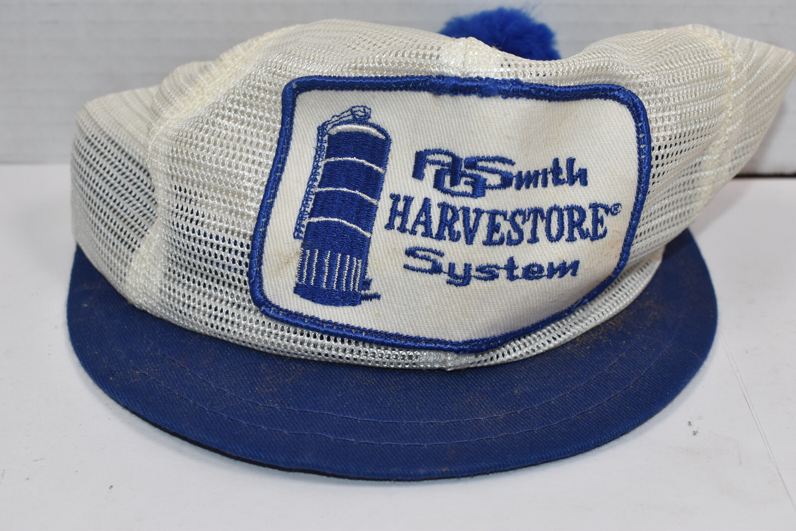 Vintage AO Smith Harvestore Farm Silo System Advertising Mesh Hat with PomPom