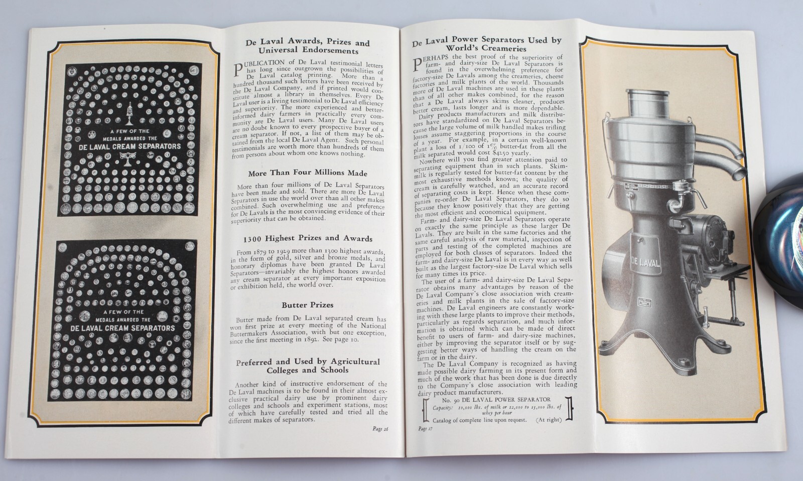 Vintage 1929 De Laval Cream Separator Brochure Pamphlet Golden Utility Series