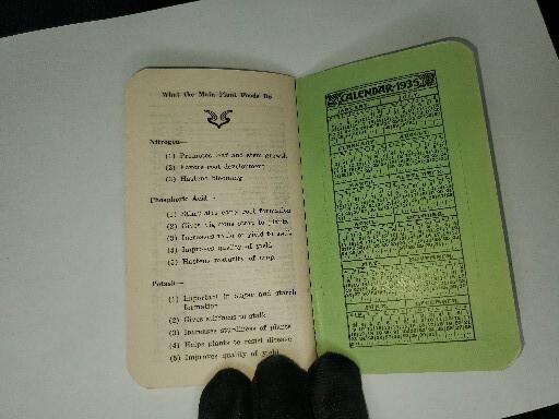 F. S. ROYSTER GUANO COMPANY POCKET MEMO ADVERTISEMENT SMALL BOOKLET 1934