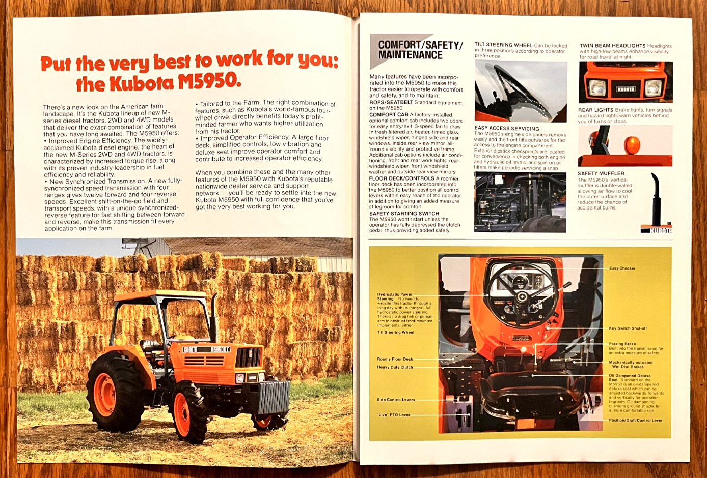 Kubota M5950 Diesel Tractor 2WD 4WD 1985 sales brochure