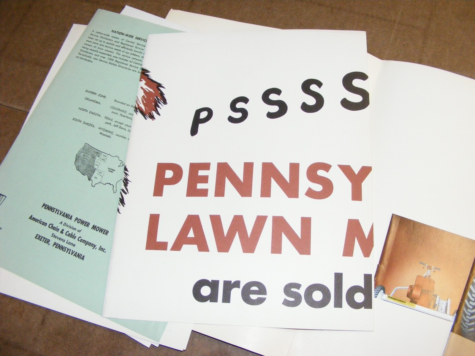1962 Pennsylvania Mowers Advertising Folder , Sales Broshures Catalog NICE COND