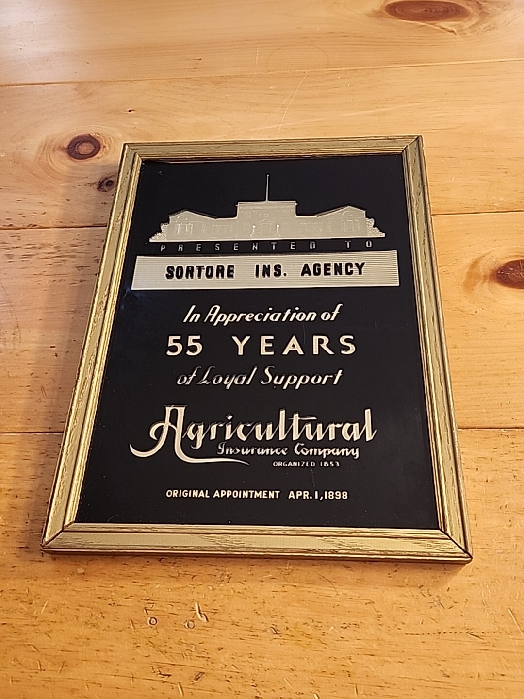 Vintage Agricultural Insurance Award