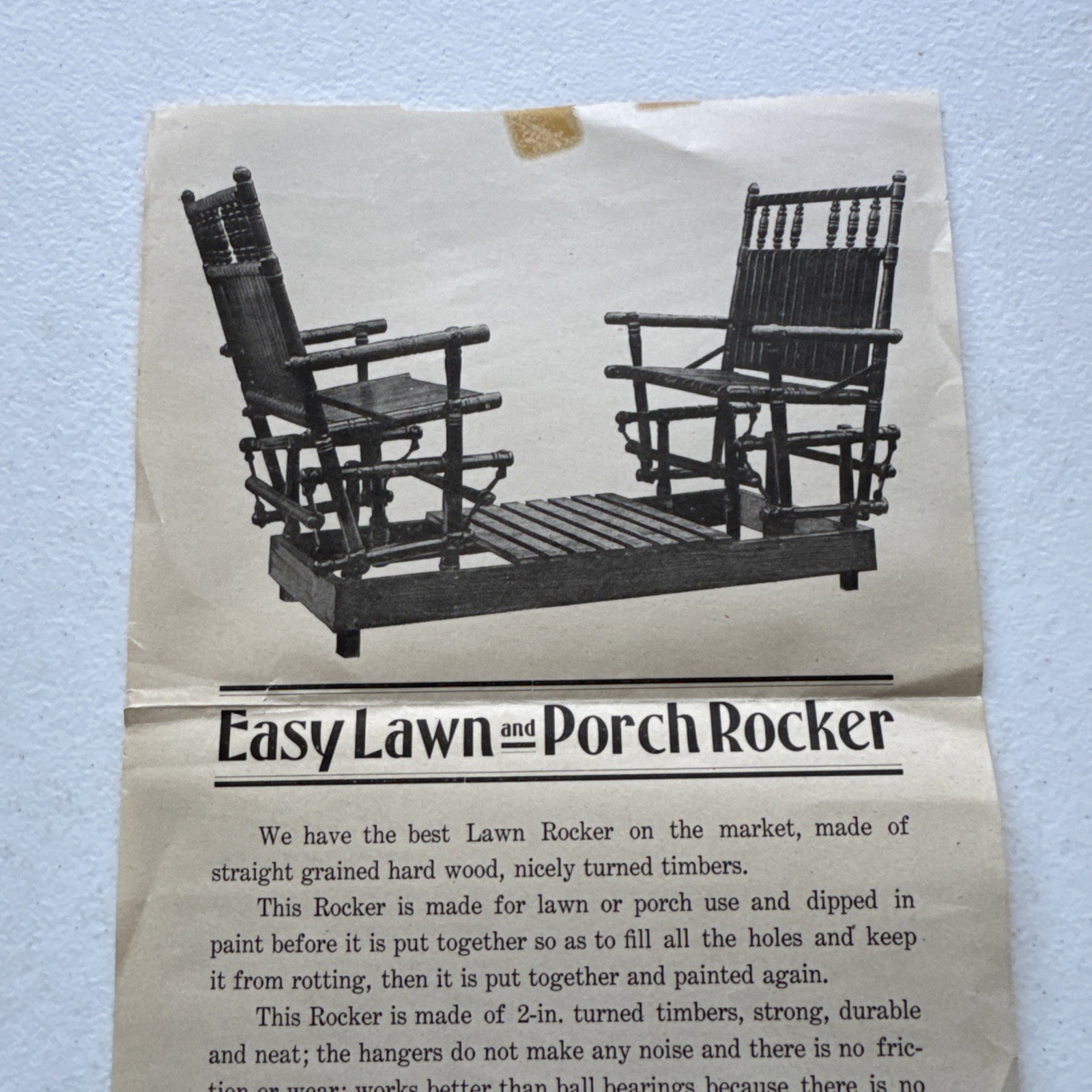 Lininger Implement Company Omaha, NE Easy Lawn And Porch Rocker Advertisement