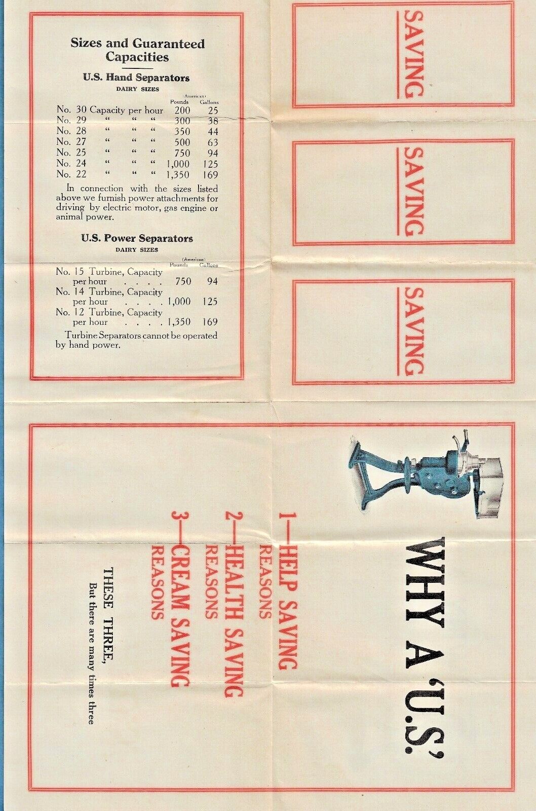 1920s ADVERTISING HANDOUT for VERMONT FARM MACHINERY CO. CREAM SEPARATORS