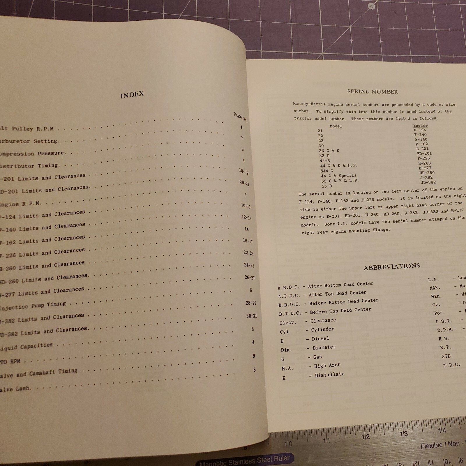 Massey-Harris service data for tractor engines reprint