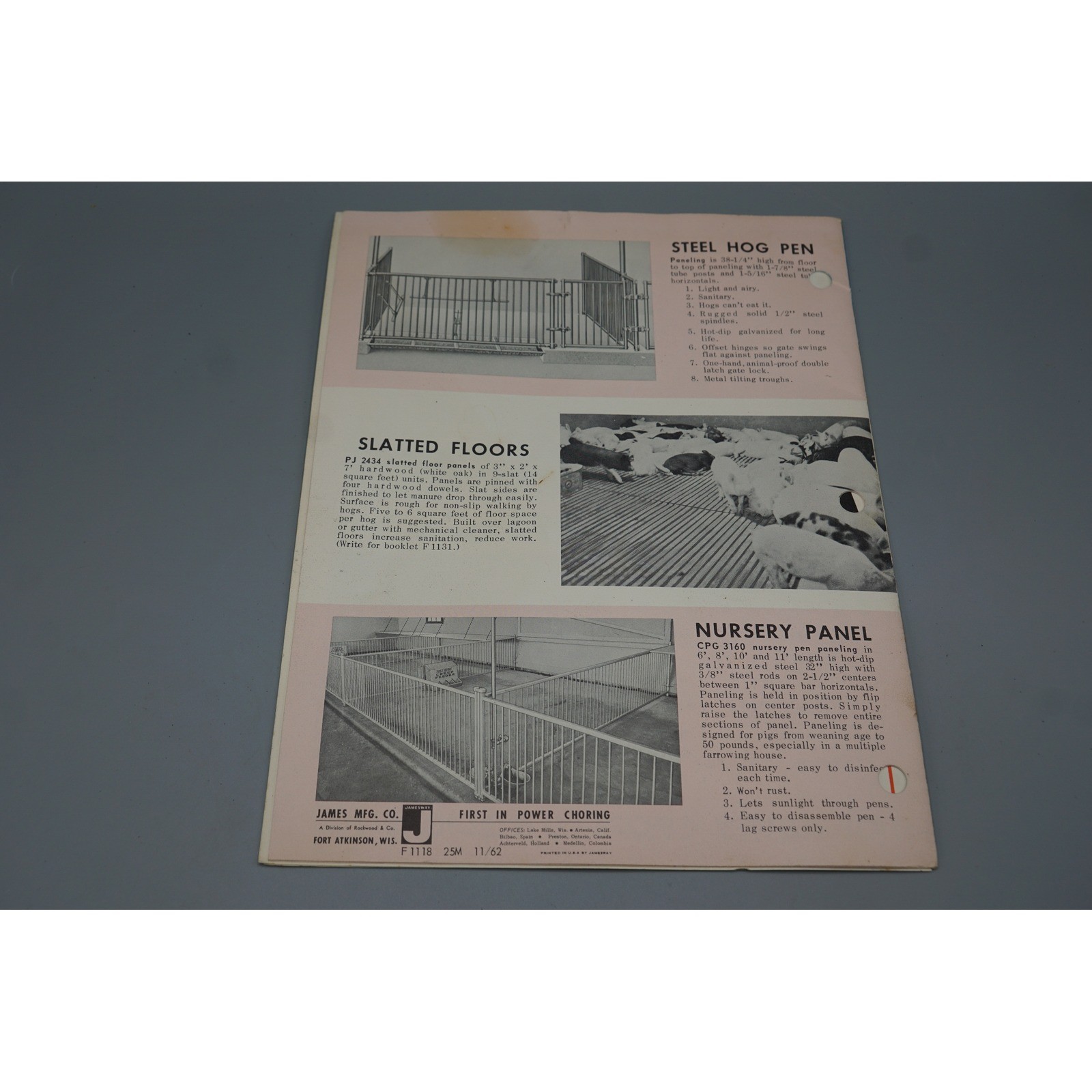 Vintage 1962 Jamesway Hog Equipment Catalog Brochure James Mfg Co Farming Manual