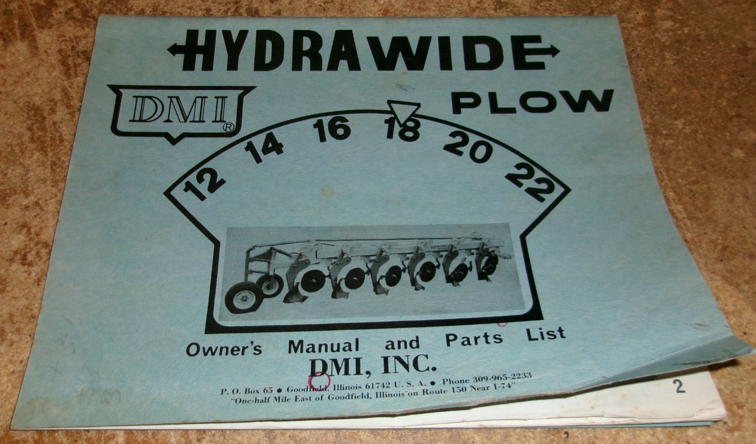 1970&rsquo;s DMI hydra wide plow owners/parts manual good used