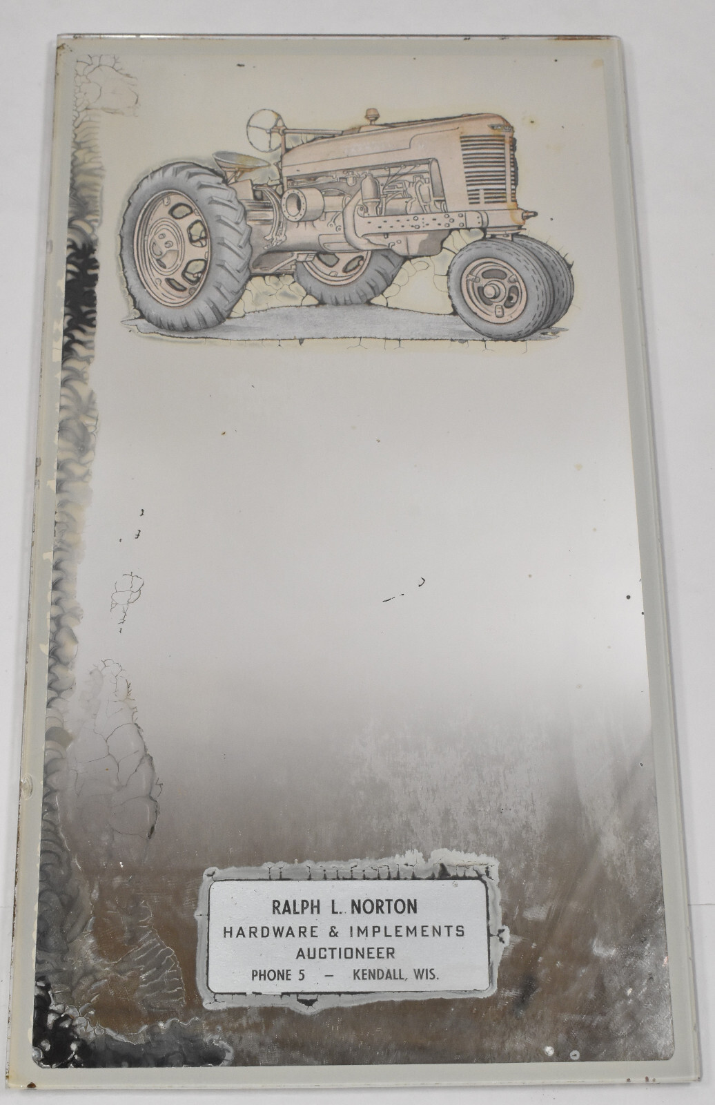Vintage Ralph Norton Tractor Implements FARMALL Kendall WI Advertising Mirror