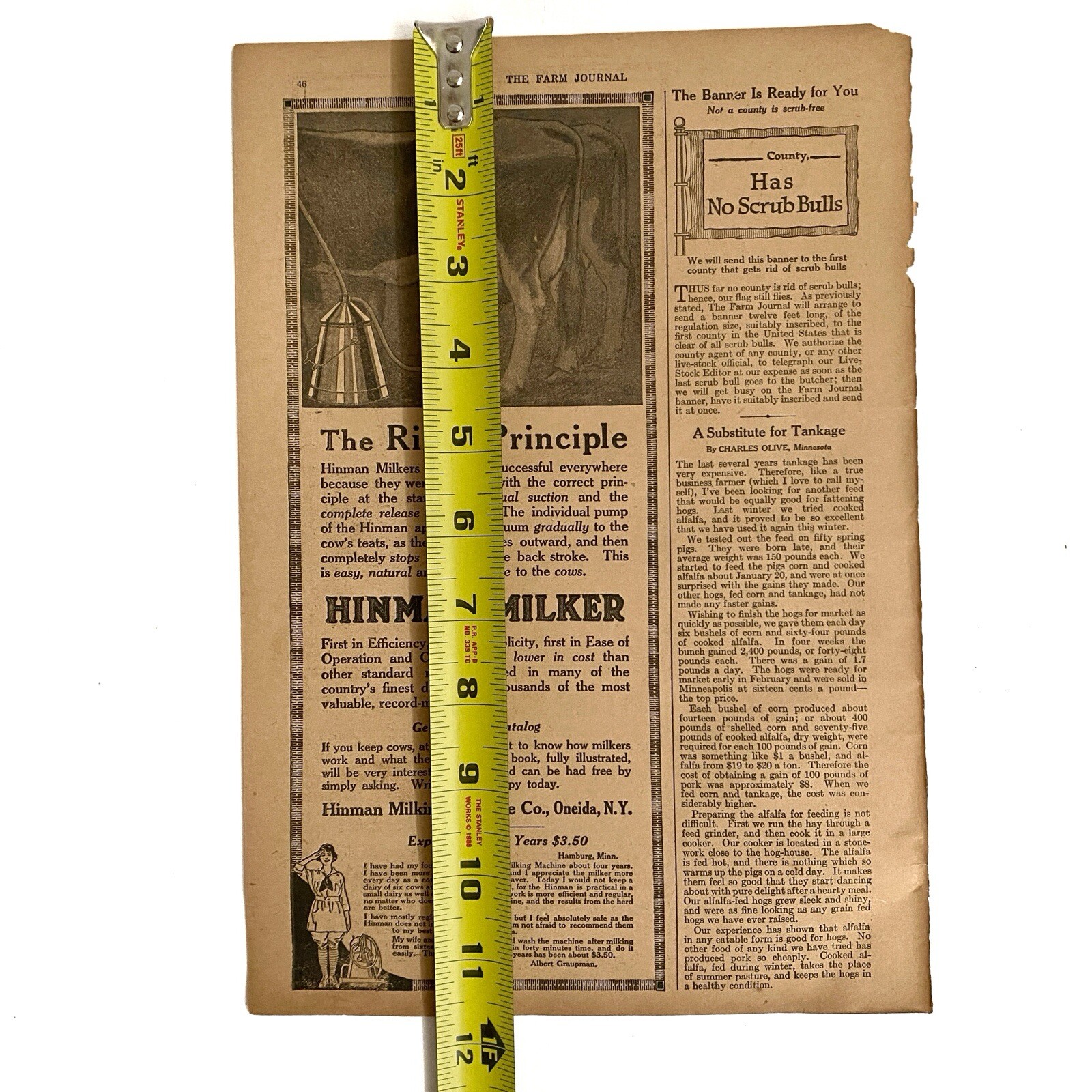 1920 Hinman Milker Print Ad Hinman Milking Machines Oneida New York NY