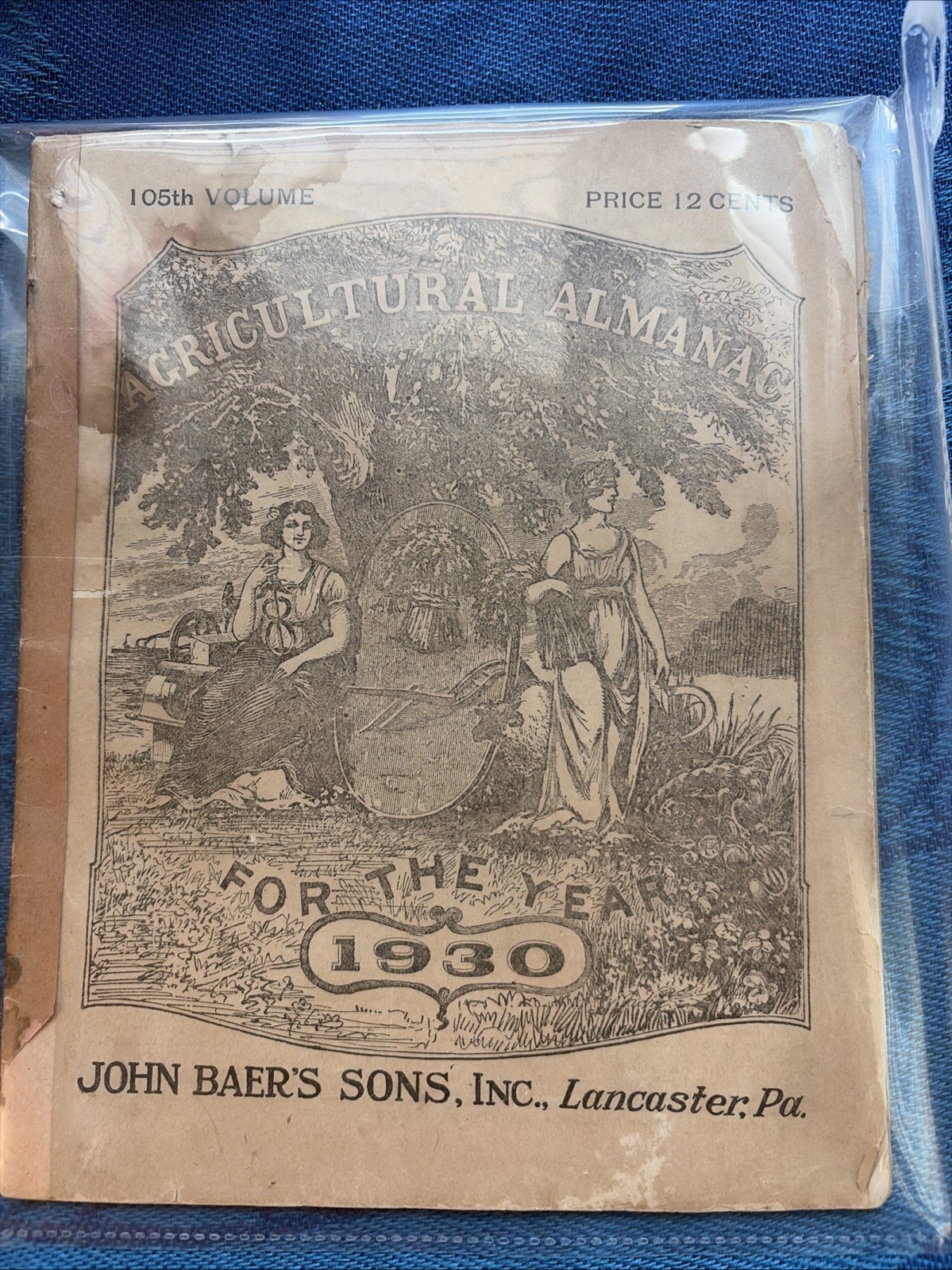 Vintage 1930 John Baer&rsquo;s Sons Agricultural Almanac Lancaster Pa Farmers Almanac