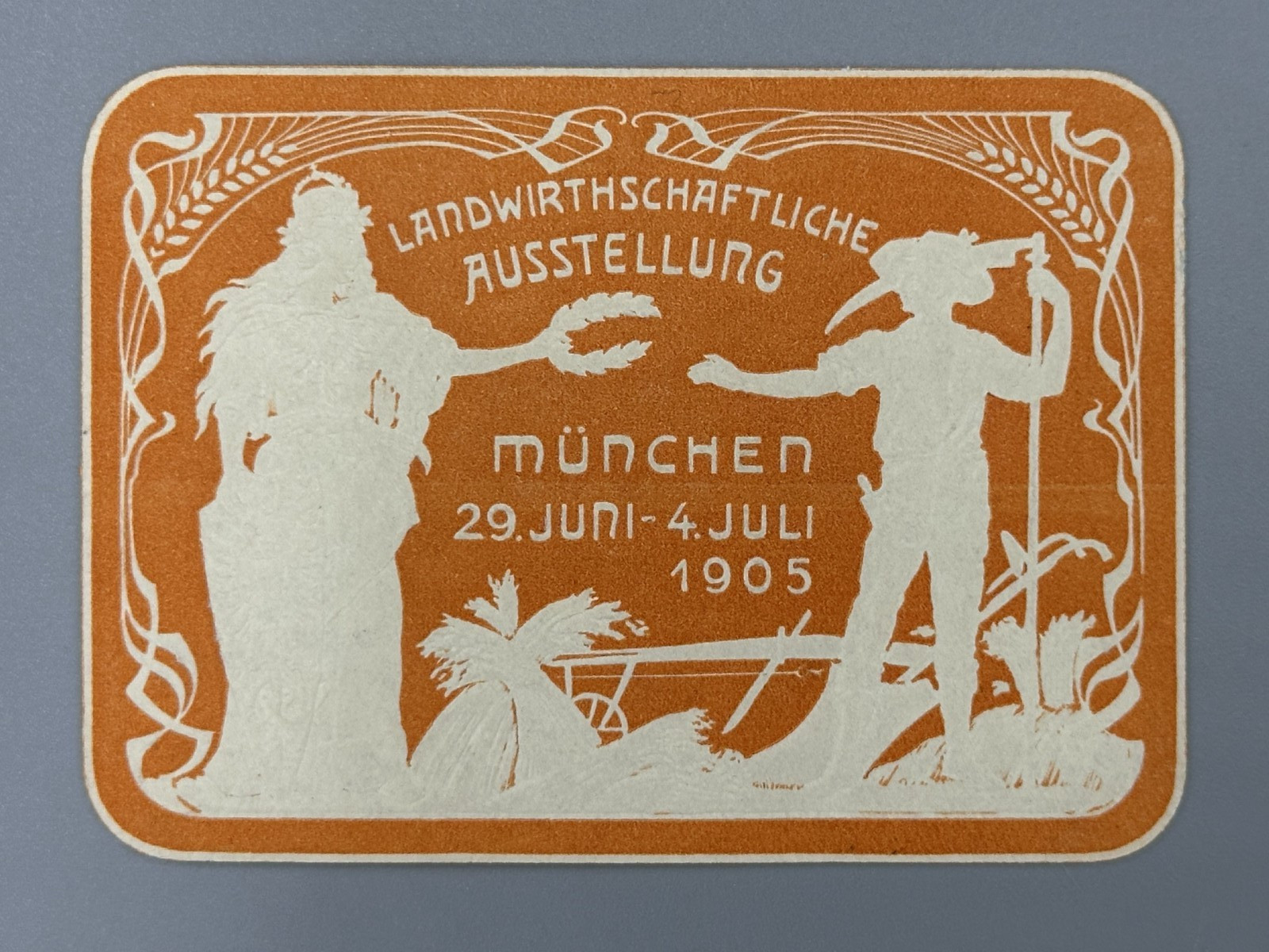 1905 MUNCHEN Germany FARM EXPO Agricultural Advertising POSTER STAMP Munich