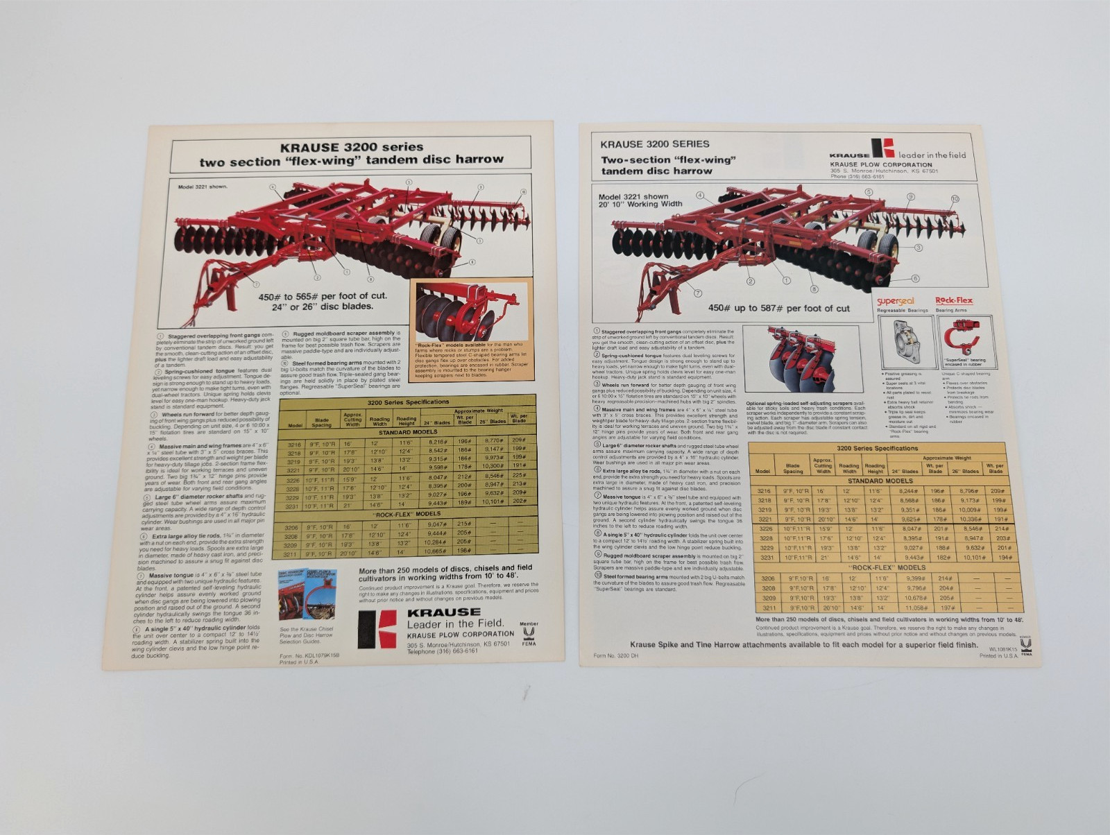 10pc LOT Vintage Krause Tandem Offset Heavy-duty Flex-wing Disc Harrow Brochures
