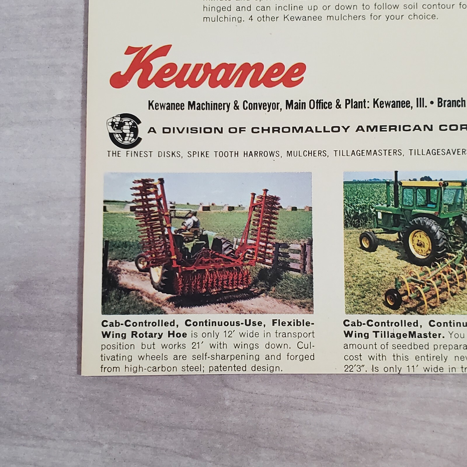 Original 1975 Ad Advertisement Kewanee Farm Tractor Equip Mulchers Cultivators
