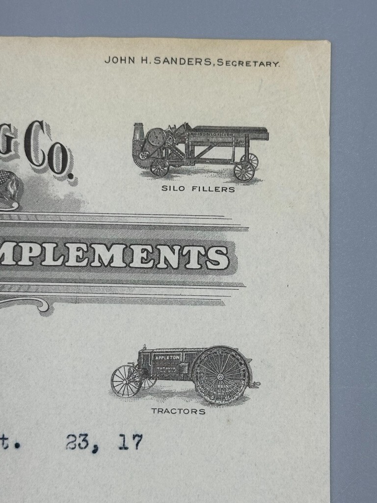 1917 APPLETON TRACTORS Farm Machinery MINNEAPOLIS Letter Antique Advertising