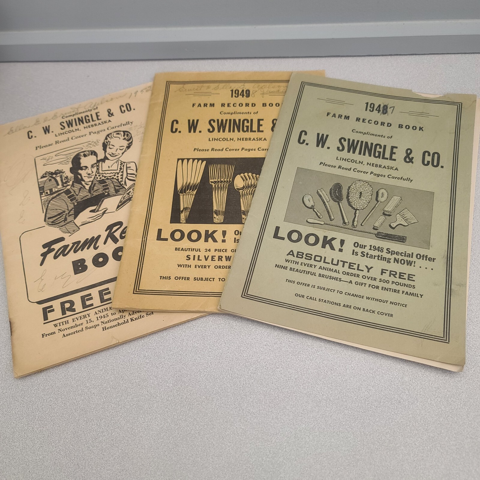 Vtg 1940s Lincoln Nebraska RENDERING CO FARM RECORD BOOKS Advertising Lot 3