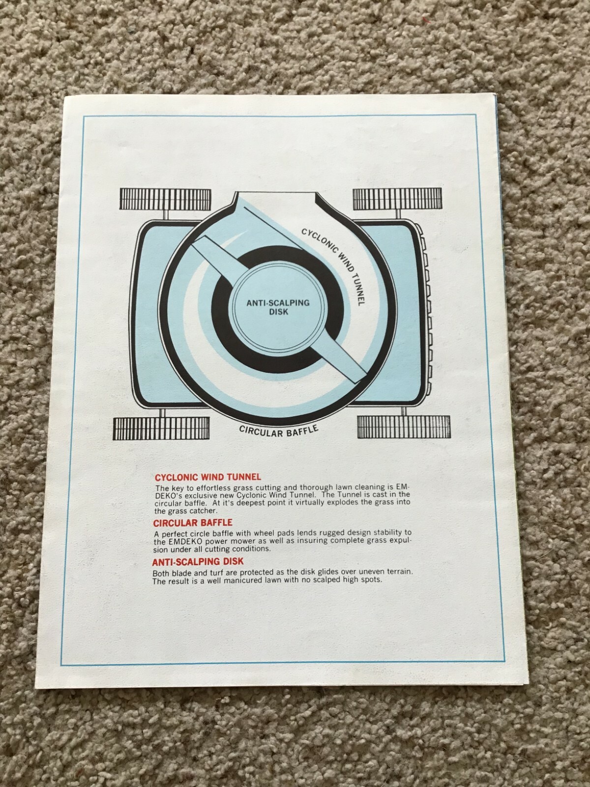 1970s Emdeko lawn care mowers, original sales literature.