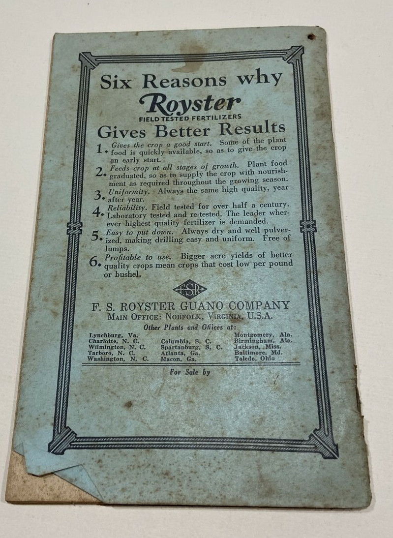 Vintage F.S Royster 1937, 1939 Almanacs Royster&rsquo;s