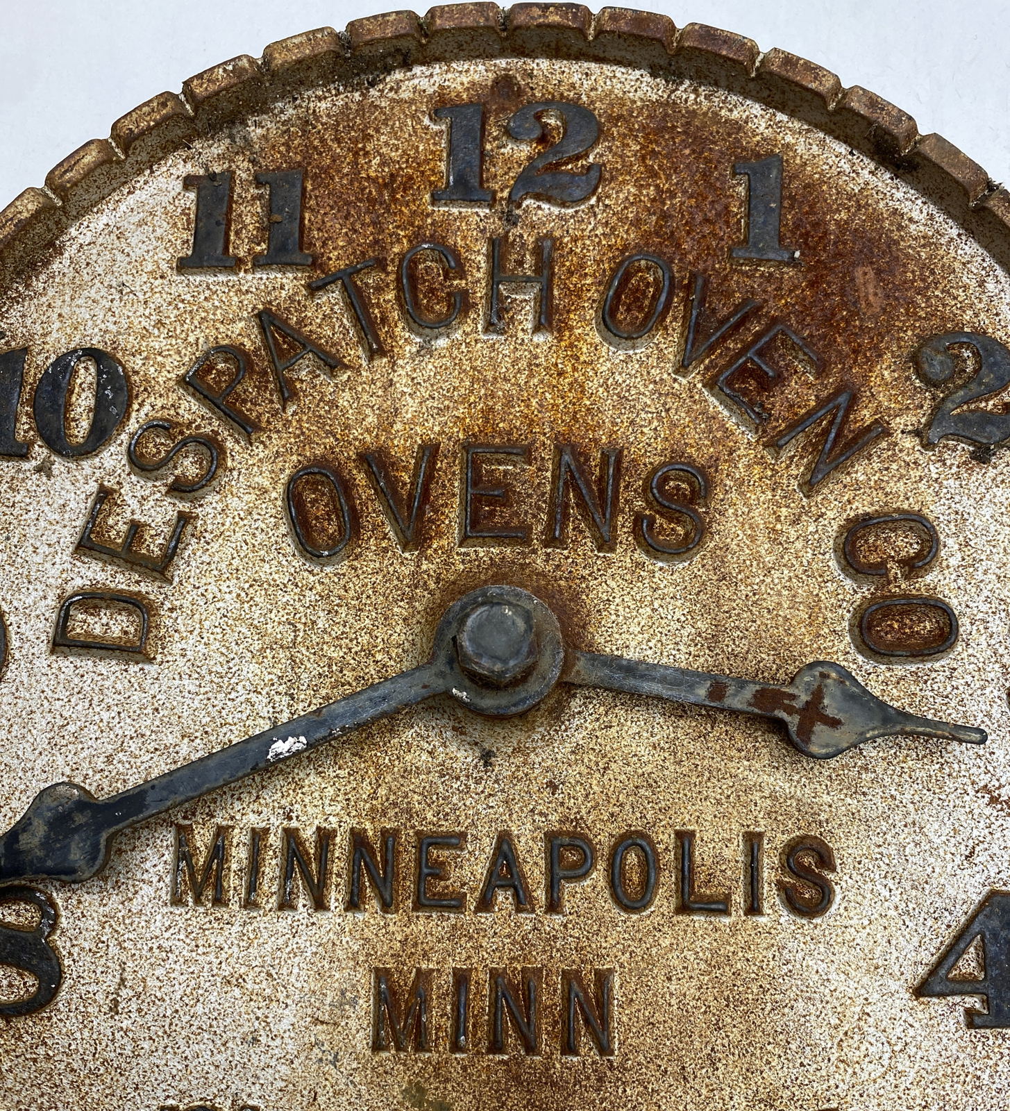 RARE Antique Despatch Oven Clock Timer Cast Iron Advertising Furnace Metal Sign