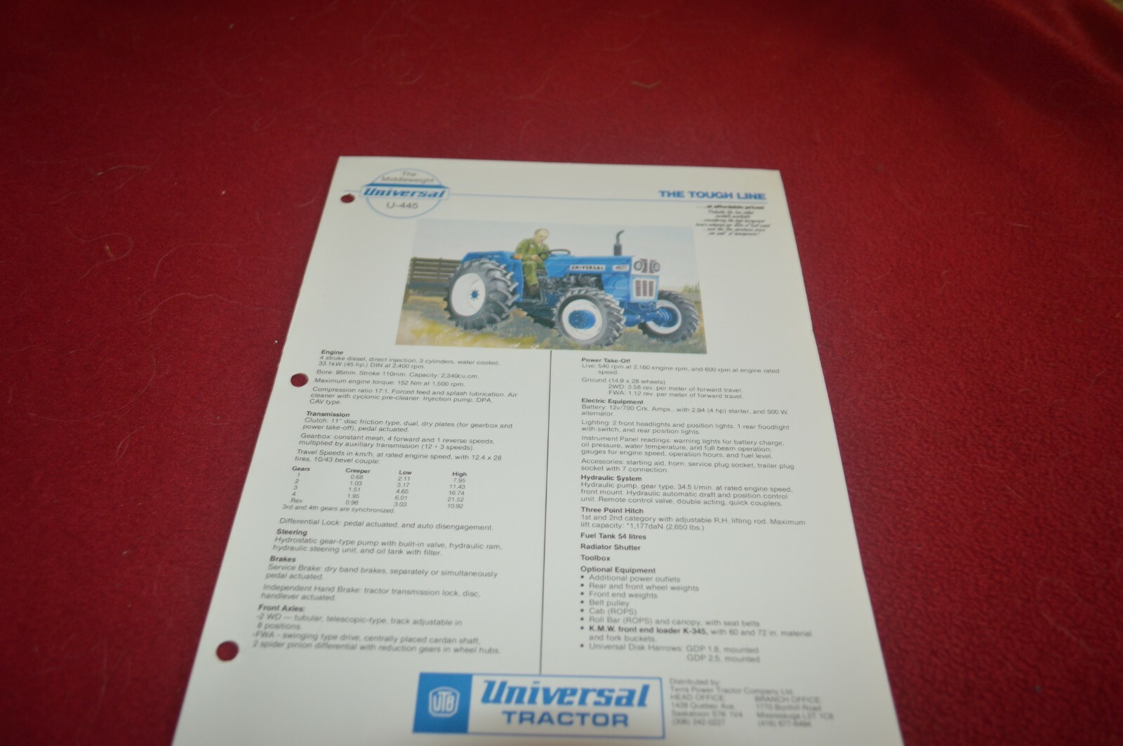 UTB Universal U-445 Tractor Dealer&rsquo;s Brochure FCCA