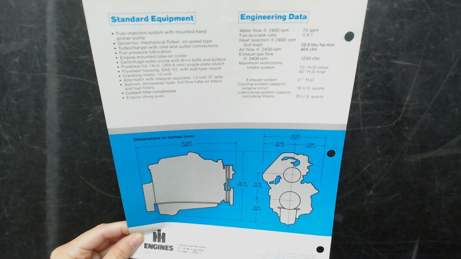 IH International Automotive DT-466 Brochure 180 HP Diesel Engine Specs