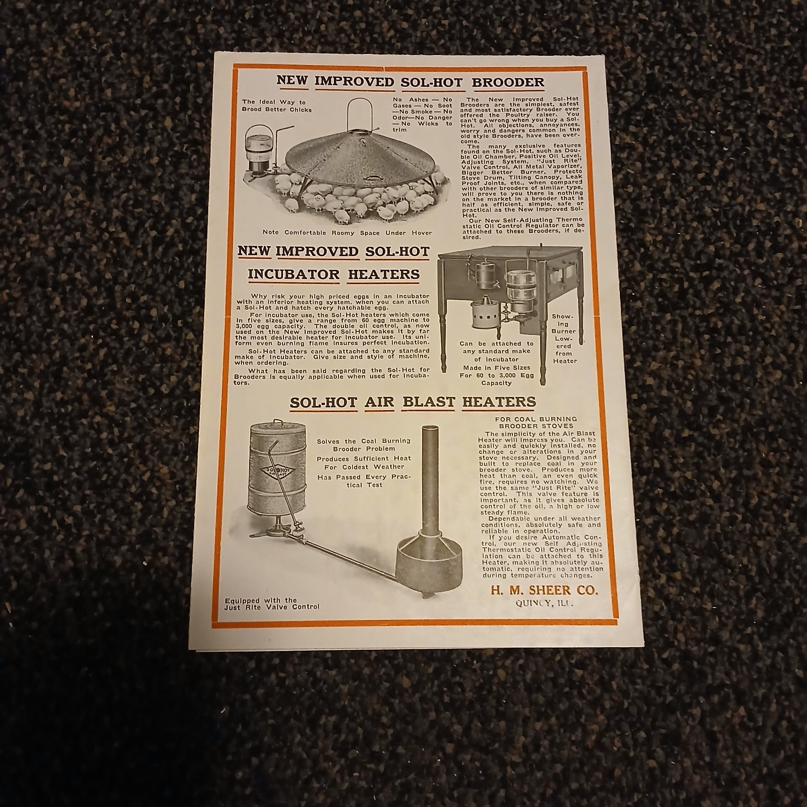 Vintage Sol Hot Heater Brooder Incubator Ads Flyers HM Sheer Dairy Ephemera 50s