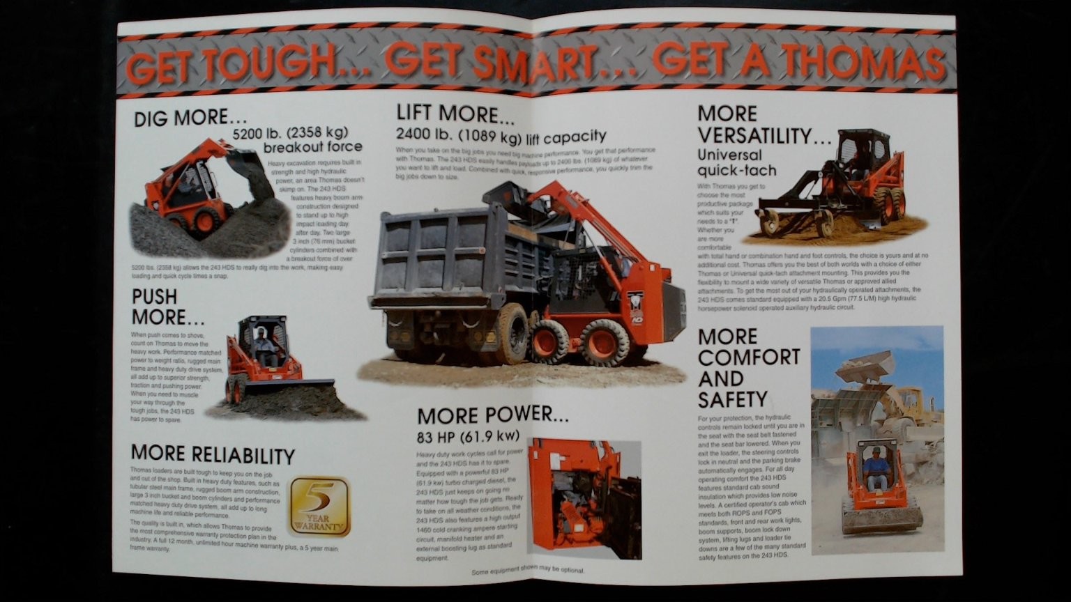 Thomas T-243 HD S Series Brochure Vintage Agricultural Skid Steer Loader