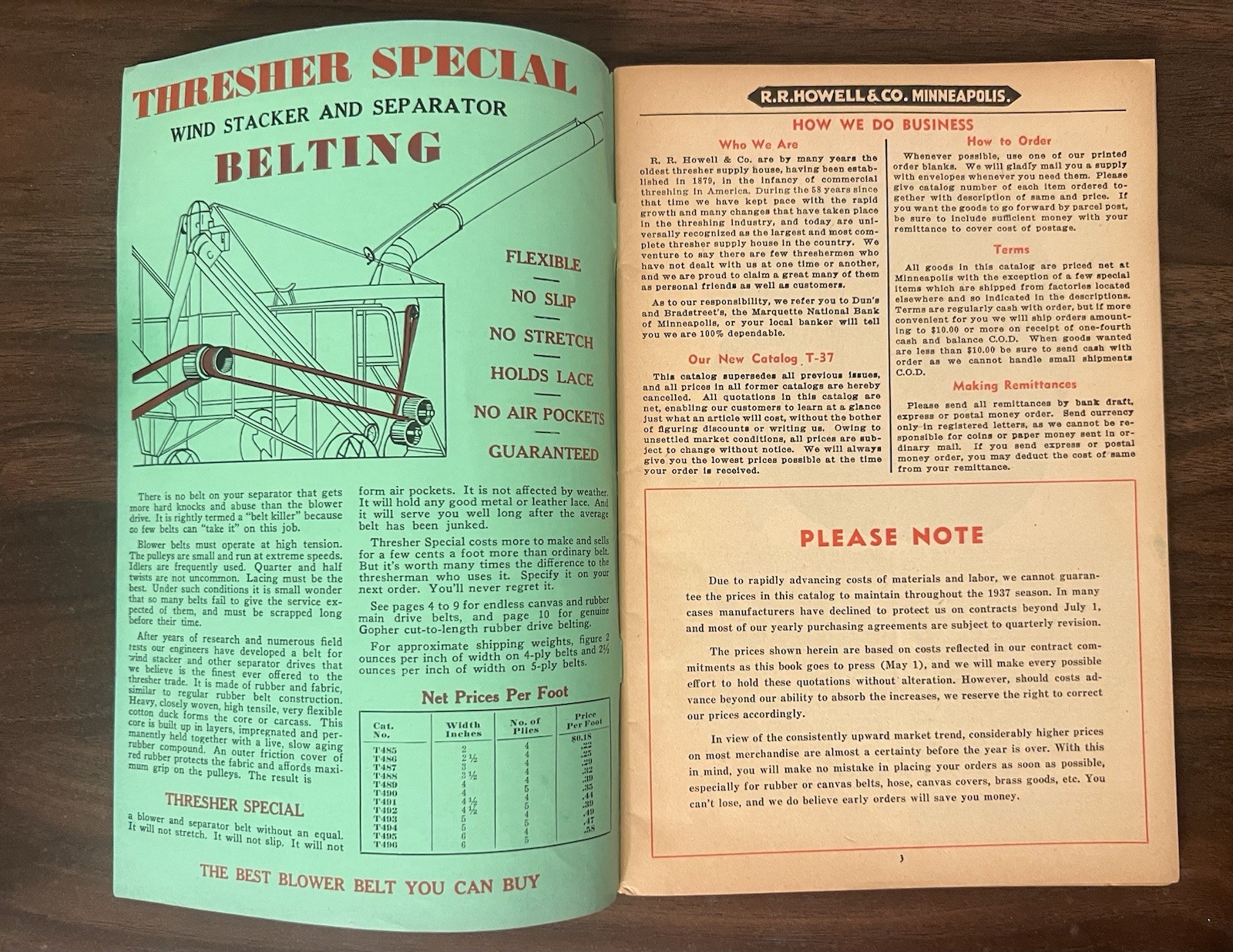 Vintage 1937 RR Howell Thresher & Power Farming Supplies T-37 Catalog Implement