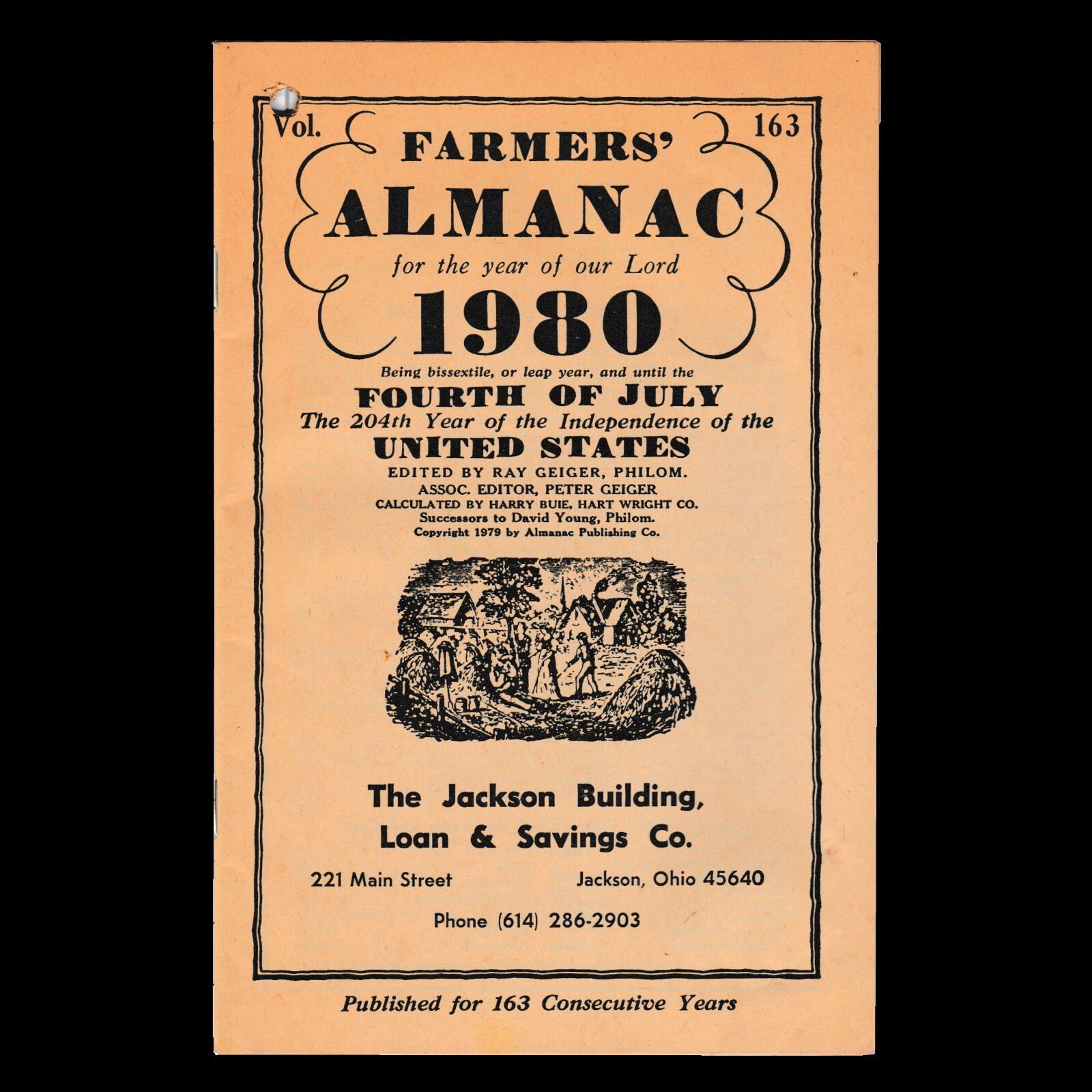 1980 Farmers Almanac Vol 1763 Planting Calendar Agricultural Plan Jackson Ohio