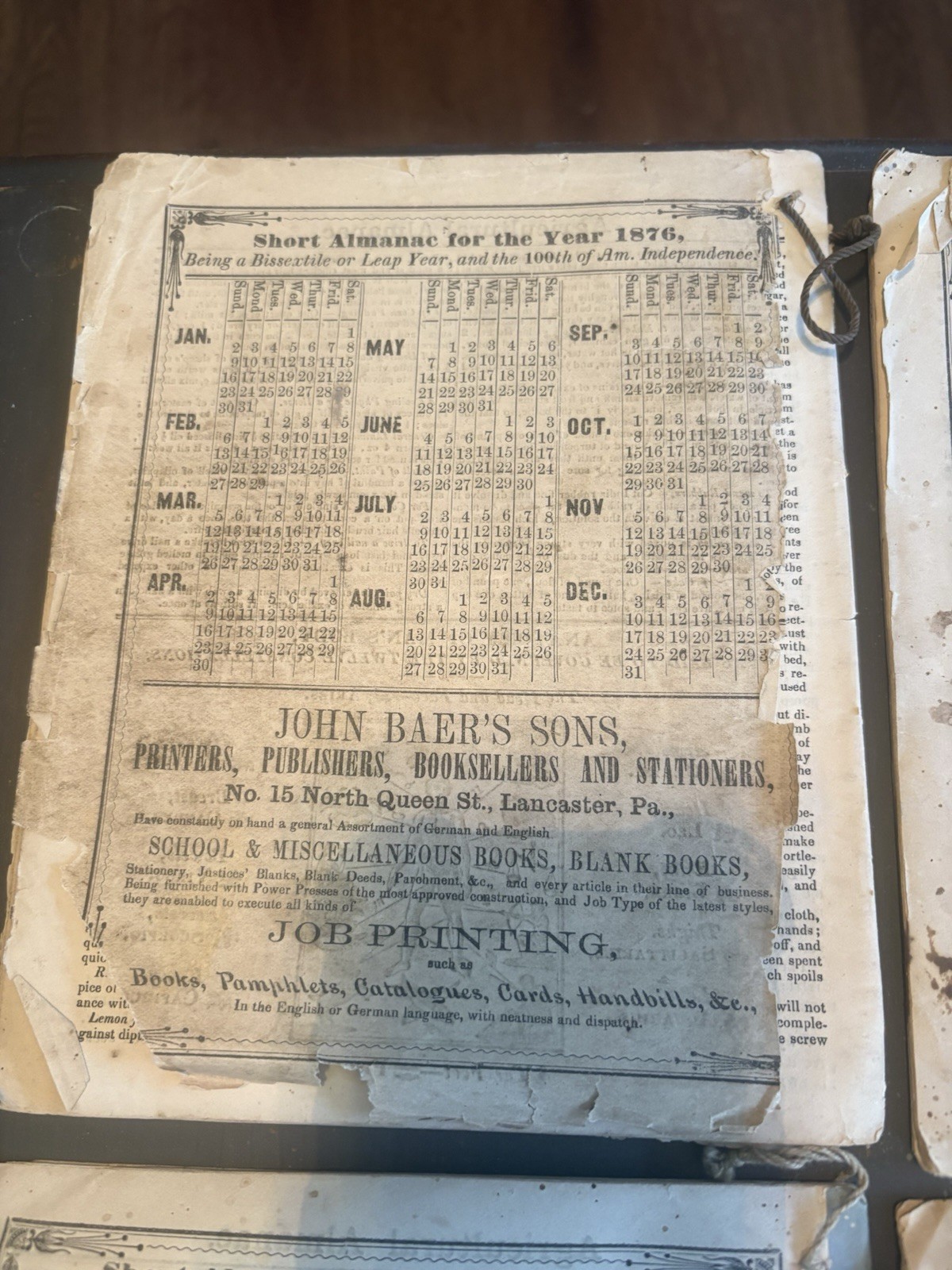Lot Of 4 John Baer&rsquo;s Agricultural Almanac Lancaster, PA Antique! 1876-1879
